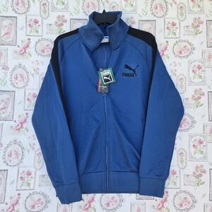 Puma T7 Track Jacket Black White Men's Small‎ Full Zip Retro Athletic NWT